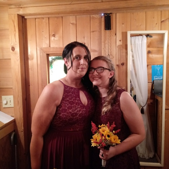 Davids bridal long wine colored bridesmaid dress - Picture 1 of 1